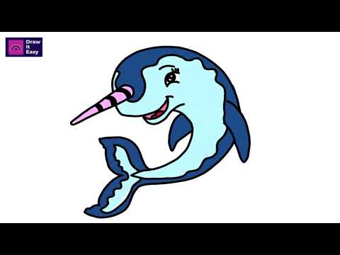 How to Draw Cute Cartoon Narwhal
