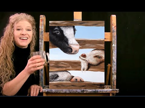 Learn How to Paint BARNYARD BUDDIES with Acrylic - Paint & Sip at Home - Animal Step by Step Lesson