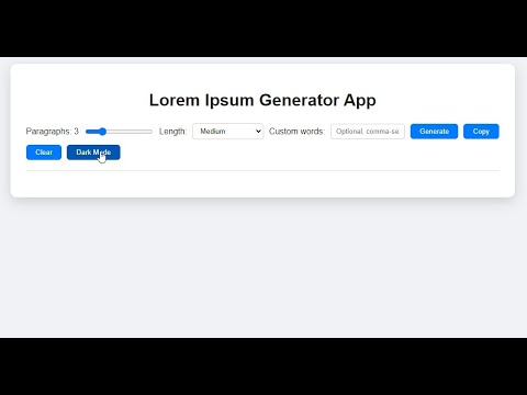 Lorem Ipsum Generator App Using Javascript