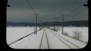 preview picture of video '(真冬) 信越本線・前面展望 東三条駅から保内駅 Train front view(Winter in Japan)'