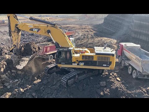 Caterpillar 390D Excavator Loading Mercedes & MAN Trucks With Two Passes - Interkat SA
