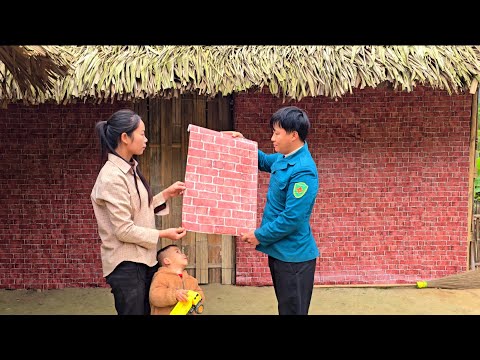 The farm has been given a new look after using heat-insulating wallpaper that mimics brick.