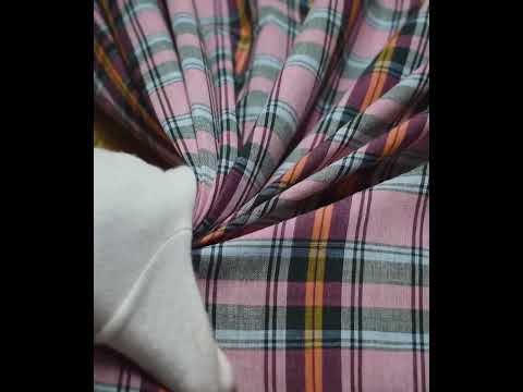 Check Multicolor Pure Cotton 100 GSM Handwoven Fabric 622 — video