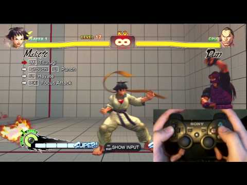 Super Street Fighter 4 Makoto Trials 1-24 PS3 Controller D-Pad Tutorial