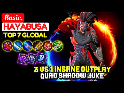 3 VS 1 Insane Outplay, Quad Shadow Juke [ Top Global Hayabusa ] Basic. - Mobile Legends