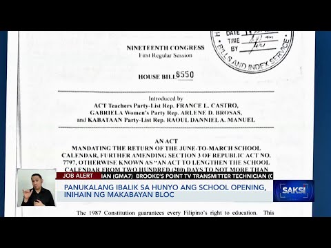 Panukalang ibalik sa Hunyo ang school opening, inihain ng Makabayan Bloc Saksi