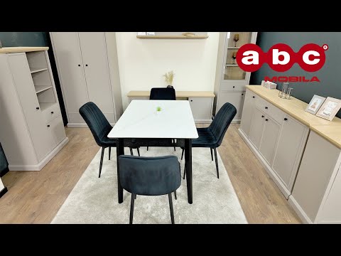 Set Masă Living Extensibilă KJT4711-1 Alb cu 4 Scaune KJC176 Bej 1