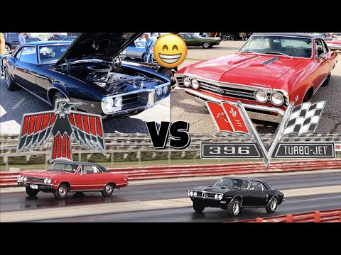 1968 Firebird RAM AIR II vs 1967 Chevelle SS - PURE STOCK DRAG RACE (single heads up)