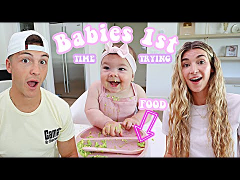 BABY SKYE'S FIRST TIME EATING FOOD! *Too Cute*