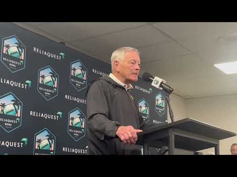 Kirk Ferentz reacts to Iowa football's win over Vanderbilt in the ReliaQuest Bowl