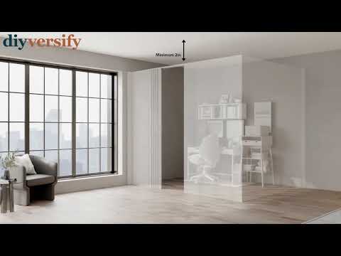 Freestanding L shaped Partition Wall w/ door assembly guide