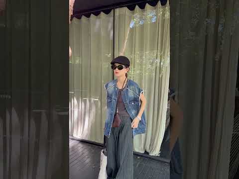 復古毛邊牛仔馬甲美式水洗