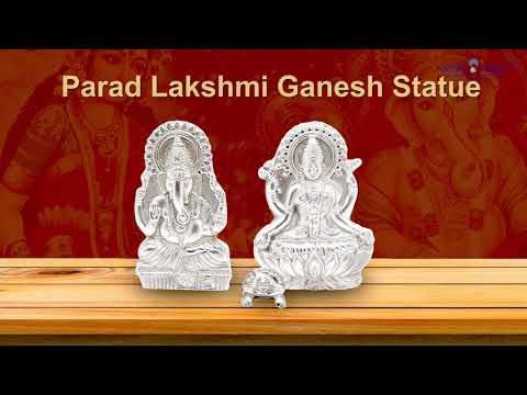 Auspicious Lord Ganesha Goddess Lakshmi Idol in Parad (Mercury) - 1 kg video