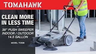 Clean 5x Faster with 38 Push Sweepers with Triple Power Brooms
