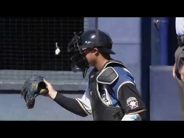 【ファーム】ファイターズ・田宮 正確なスローイングで盗塁阻止!! 2021/8/20 F-L(ファーム)