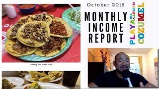 Playa Del Carmen and Cancun - Monthly Travel Income and Expenses Report - Oct 19