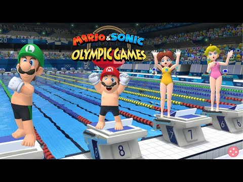 Swimming 100m ( Gameplay ) Mario & Sonic At The Olympic Games Tokyo 2020 Luigi Peach Bowser ++++
