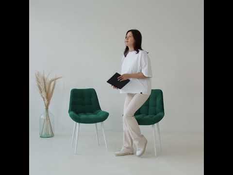 Мягкий стул для кухни Комфорт изумрудный белые ножки в Магадане - видео 10