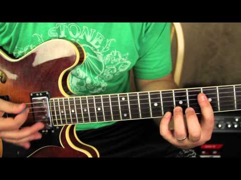 Learn the Funk electric guitar lesson rhythm and strumming - w drums