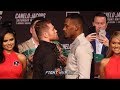 CANELO ALVAREZ AND DANIEL JACOBS HAVE INTENSE FACE OFF AT THEIR FINAL PRESS CONFERENCE