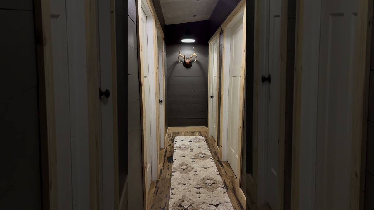 Double wide mobile home hallway remodel. #doublewide #mobilehome #mobilehomeremodel #shiplap