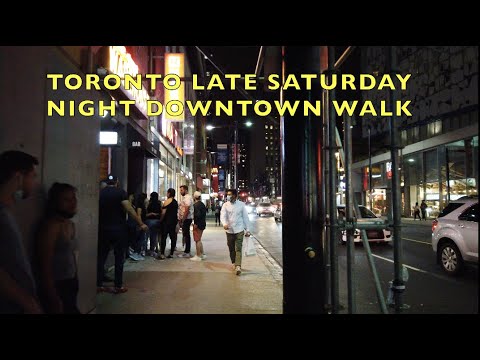 DOWNTOWN TORONTO NARRATED NIGHT WALK - Late Saturday Night On Yonge & Church St During Stage 3 - 4K