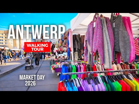 Antwerp 🇧🇪 Saturday Market Walking Tour  | 4k City Center Walk | January 2026 | Market Day