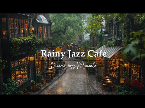 🌧️ Rainy Day Jazz Café Ambience | Cozy Vintage Coffee Shop with Rain Sounds & Smooth Jazz for Study