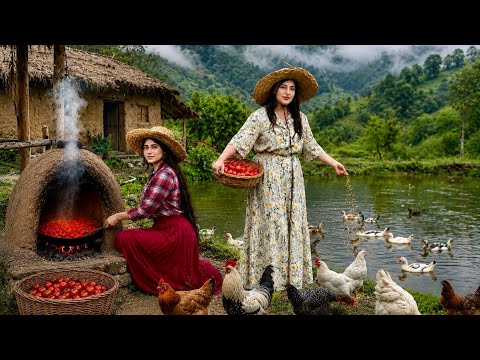 Rainy Village Life | Making Tomato Paste in the Oven and Feeding Animals