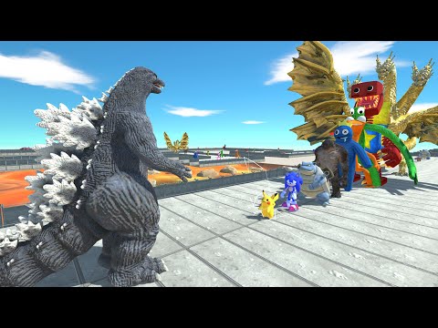 Godzilla Petrified Fight Ghidorah LAVA DEATH RUN - Animal Revolt Battle Simulator