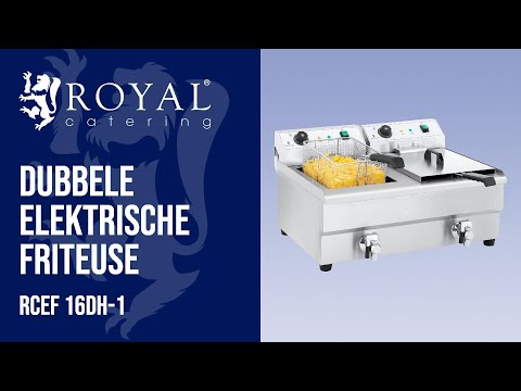 Video - Dubbele elektrische friteuse - 2 x 16 liter met aftapkraan