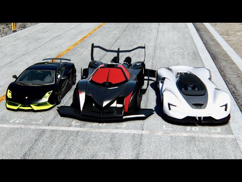 SRT Tomahawk vs Devel Sixteen GTR-S vs LamboGallardo LP777 Quad Turbo at Special Stage Route X