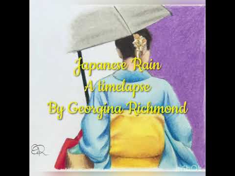 'Japanese Rain' Time Lapse Marker Pen and Colour Pencil Drawing Process