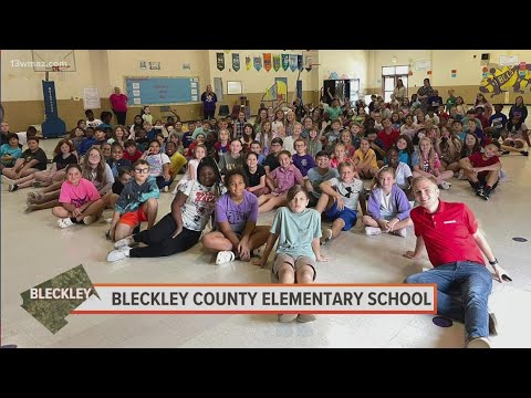 Meteorologist Alex Forbes visits Bleckley County Elementary School