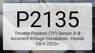 DTC P2135: Throttle Position (TP) Sensor A/B Incorrect Voltage Correlation - Honda CR-V 2023+