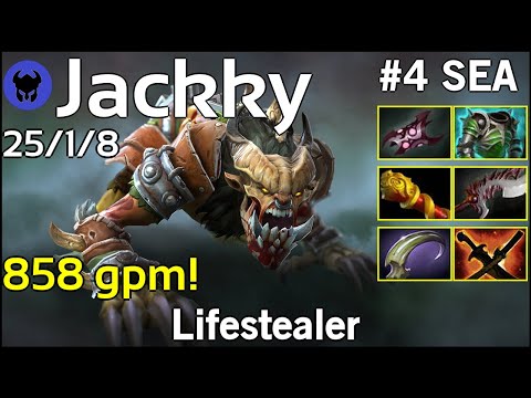 858 gpm! Jackky #4 SEA plays Lifestealer!!! Dota 2 - 8441 Avg MMR