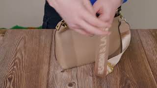 Сумка женская с застежкой-пуговицей из натуральной кожи Vintage 22320 бежевая