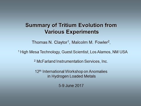 ASTI WORK12 - CLAYTOR – Summary of Tritium Evolution from  Various Experiments