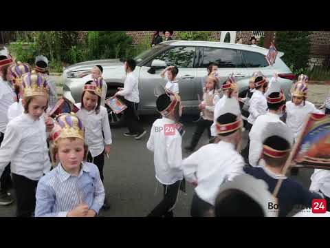 Satmar Day Camp of Boro Park Rejoices with the Holy Torah at a mock Hachnosas Sefer Torah