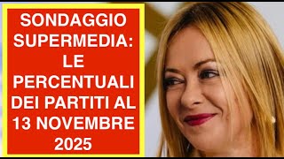 SONDAGGIO SUPERMEDIA: LE PERCENTUALI DEI PARTITI AL 13 NOVEMBRE 2025