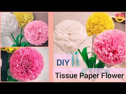 How To Make Round Tissue Paper Flower - DIY Paper Craft