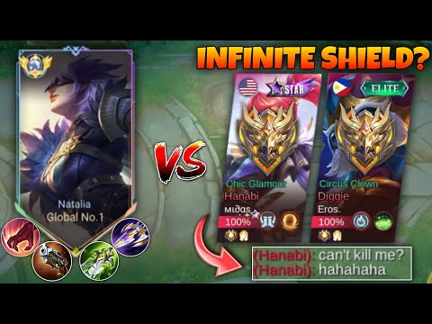 Global 1 Natalia Jungle VS Hanabi × Diggie UNLIMITED SHIELD Duo 💀| Mobile Legends 