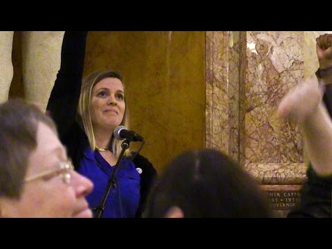 Heather Ousley addresses the Kansas Peoples Agenda Rally