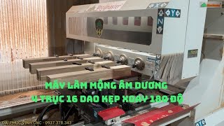 Máy cnc 4 trục 16 dao kẹp xoay 180 độ Woodmaster, gia công phay, khoan 5 mặt WM-4x4A6x180