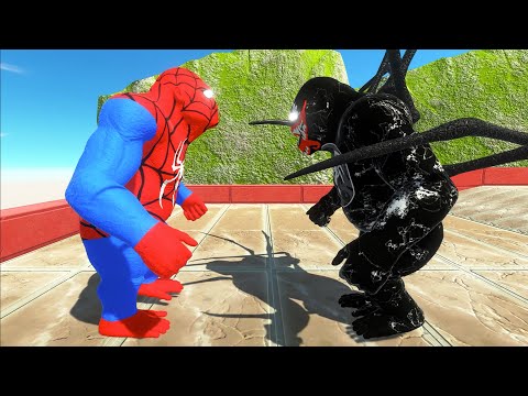 VENOM GORO vs SPIDERMAN GORO DEATH FALL STAIRS - Animal Revolt Battle Simulator