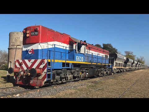 [4K] Variado y colorido tren cargado de NCA con la EMD GR-12W 6630 pasando por Marcos Juárez!!!!!!