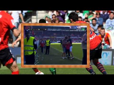 Se cae una valla en el Osasuna - Betis tras el gol de Oriol Riera