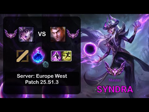 Syndra Mid vs Jayce - EUW Master - Patch 25.S1.3