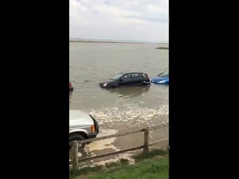 Flooded cars in Talacre Beach 2016 May 8th