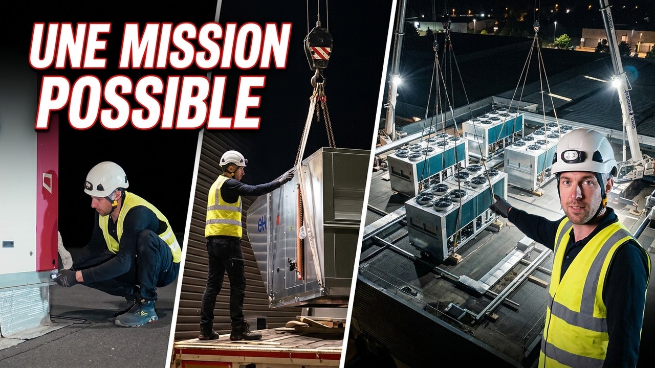 Changement des groupes froid d&rsquo;une grande surface, de nuit, au camion-grue